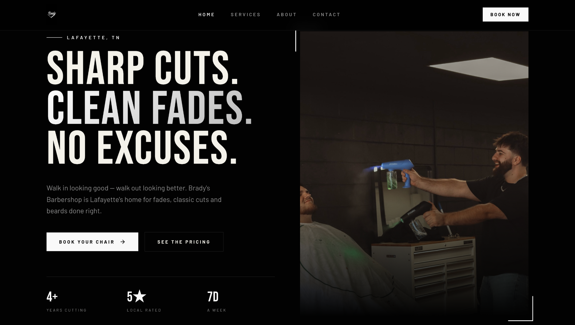 Brady's Barbershop website preview